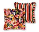 Capa de Almofada Dupla Face Floral e Listras Capa de Almofada Dupla Face Floral e Listras