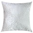 Capa de Almofada em Jacquard Luxo Adamascado Branco e Prata 45x45cm Capa de Almofada em Jacquard Luxo Adamascado Branco e Prata 45x45cm