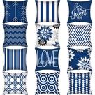 Capa de almofada Flutesan Decorative 18 x 18 polegadas de linho azul x12