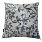 Capa de Almofada Impermeável Estampa Digital 100% Algodão Flor Branca Folhas Pretas Área Externa 43cmx43cm