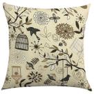 Capa de Almofada Jacquard Pássaros Marrom com Bege 45x45cm