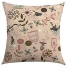 Capa de Almofada Jacquard Pássaros Marrom com Rosa 45x45cm