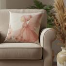 Capa de almofada linho fada flores rose 45x45cm -