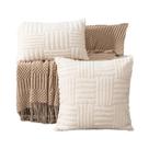 Capa De Almofada Luxuosa Em Pelúcia Falsa Boho Branca Creme, Macia E Decorativa Para Sofá