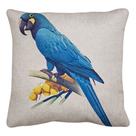 Capa de Almofada Pássaro Arara Azul Linho Bege 43x43 cm