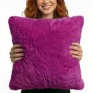Capa de Almofada Pelúcia Pelo Curto Luxo Soft Roxa Para Sofá Novadecora