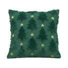 Capa De Almofada Quadrada Bordada Com Estrela De Natal Em Pelúcia Vermelha, Verde E Branca Para Sofá