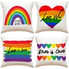 Capa de almofada Rainbow Abstract Print Linen 45x45cm Capa de almofada Rainbow Abstract Print Linen 45x45cm