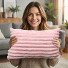 Capa De Almofada Retangular Luxo Soft Wave Decoração Sofá Sala Cama Rosa Bebê 30x50 Novadecora