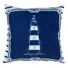 Capa de Almofada Sarja Estampa Farol Mar Marítima Azul 45x45