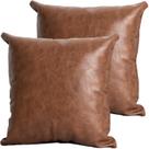 Capa de almofada TOMWISH de couro artificial 45x45cm, conjunto de 2 marrons