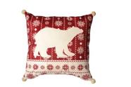 Capa de Almofada Urso Natalino C/ Pompom