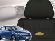 Capa De Banco Automotivo Couro Logo Gm Onix 2012 A 2019