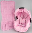 Capa de bebê conforto + carrinho + redutor - rosa bebê