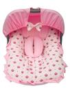 Capa de Bebê Conforto com Capota Rosa com Coroas