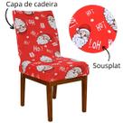 Capa de Cadeira de Natal Papai Noel Vermelho E Sousplat de Natal