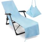 Capa de cadeira de piscina Chaise Lounge Toalha de praia VOCOOL Sky Blue