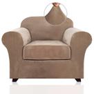 Capa de cadeira PrinceDeco Velvet Slipcovers 1 Seater Camel