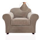 Capa de cadeira PrinceDeco Velvet Slipcovers Taupe 1 Seater