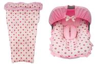 Capa de Carrinho + Capa de Bebê Conforto Rosa com Coroas