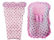 Capa de Carrinho + Capa de Bebê Conforto Rosa com Coroas