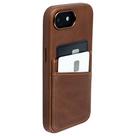 Capa de cartão de couro Dockem para iPhone 16e com 2 slots marrom