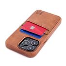 Capa de cartão Dockem em couro genuíno para iPhone 13 Pro marrom claro