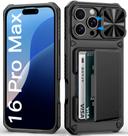 Capa de celular Wallet BXYJY para iPhone 16 Pro Max preta