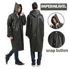 Capa de chuva com capuz PVC preta, profissional, durável, impermeável, com revestimento grosso