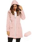 Capa de chuva feminina LOMON impermeável com capuz rosa XXL Capa de chuva feminina LOMON impermeável com capuz rosa XXL