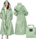 Capa de Chuva Feminina Longa e Leve - Impermeável, com Capuz e Cintura Ajustável