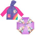 Capa De Chuva + Guarda Chuva Com Estampa De Personagem Infantil Para Crianças Impermeável Capuz Ajustável - Semax