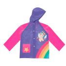 Capa De Chuva Infantil Com Estampa De Desenho Impermeável Para Crianças Com Capuz Ajustável e Botão de Pressão - Semax