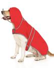 Capa de chuva para cães HDE vermelha impermeável com capuz transparente para cães grandes