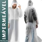 Capa De Chuva PVC Capuz Reforçada Impermeável Unisex Feminina e Masculina Reutilizável