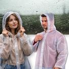 Capa De Chuva Transparente Impermeável PVC Com Touca Tamanho Grande Top