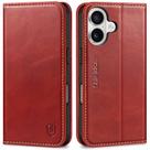 Capa de Couro Genuíno Vermelho SHIELDON para iPhone 16 5G (2024)