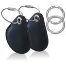Capa de couro para Apple Airtags 2021 com chaveiro (pacote com 2) preta
