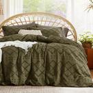 Capa de edredão Bedsure Boho King Size verde oliva 104x90