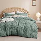 Capa de edredão Bedsure Boho Queen Size verde 90x90 + 2 Shams