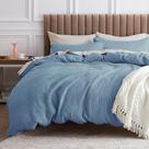 Capa de edredão Bedsure Cotton Waffle Weave King Size Cinza Azul