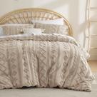 Capa de edredom Bedsure Boho Queen Size tufada 3 peças cáqui