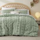 Capa de edredom Bedsure Boho Queen Size Verde Claro 90x90in