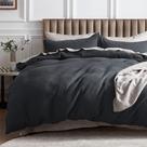 Capa de Edredom Bedsure King Size - Algodão Waffle Charcoal