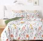 Capa de edredom Faincy Floral em tamanho real branca/amarela para mulheres/homens