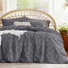 Capa de edredon Bedsure Boho King Size cinza escuro 3 peças