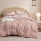 Capa de edredon Bedsure Boho Queen Size com bordado rosa