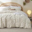 Capa de edredon Bedsure Boho Twin Size Bege com bordado