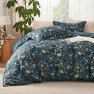 Capa de edredon Bedsure King Size reversível floral azul marinho