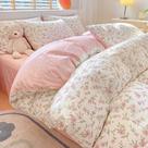 Capa de edredon LifeTB Vintage Style Rosa Floral Queen Cotton